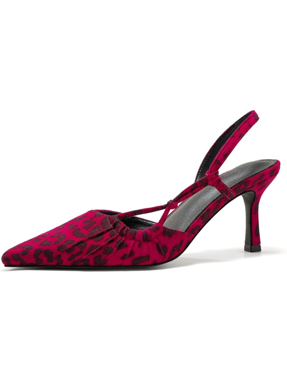Women's Rose Slingback Closed Pointed Toe Backless Kitten Pumps Wedding Heels